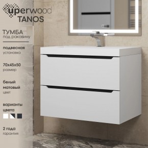 Тумба под раковину Uperwood Tanos 70 см, подвесная, белая/графит в Карталах - kartaly.ok-mebel.com | фото 3
