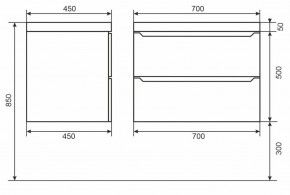 Тумба под раковину Uperwood Tanos 70 см, подвесная, черная матовая в Карталах - kartaly.ok-mebel.com | фото 6