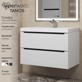 Тумба под раковину Uperwood Tanos 80 см, подвесная, белая/графит в Карталах - kartaly.ok-mebel.com | фото 3