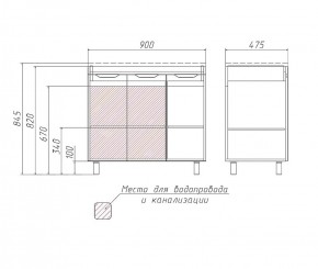 Тумба под умывальник Andrea 90 3D без ящика Домино (D37005T) в Карталах - kartaly.ok-mebel.com | фото 2